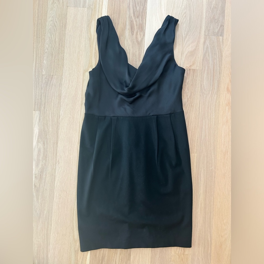 Elegant Black Drape Neck Dress